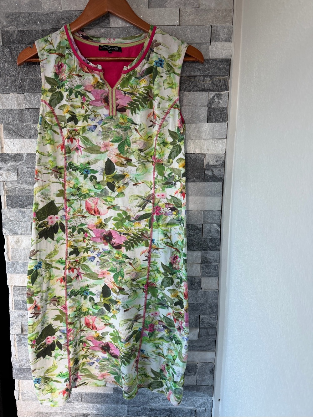 Women LA LIGNA knee-length dress-botanical and dragonfly Print-Medium